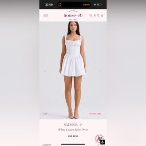 House of CB NATASSIA White Cotton Mini Dress , 2IN +